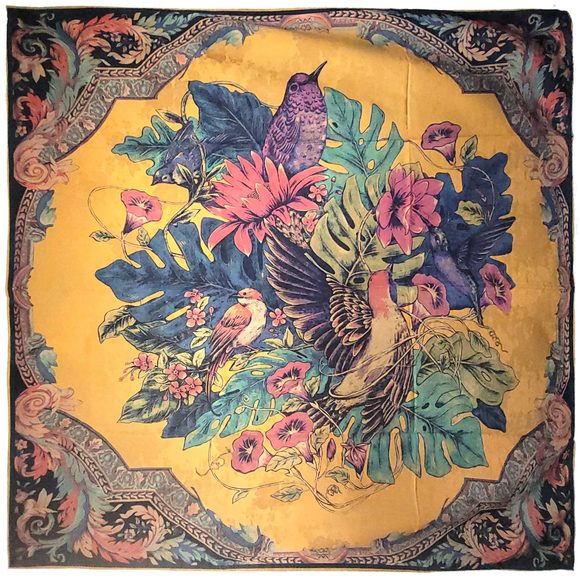 NWT Double Sided Silk Scarf 52"x52" Large Square Shawl Wrap XiangYunShal 2286 - Picture 1 of 15